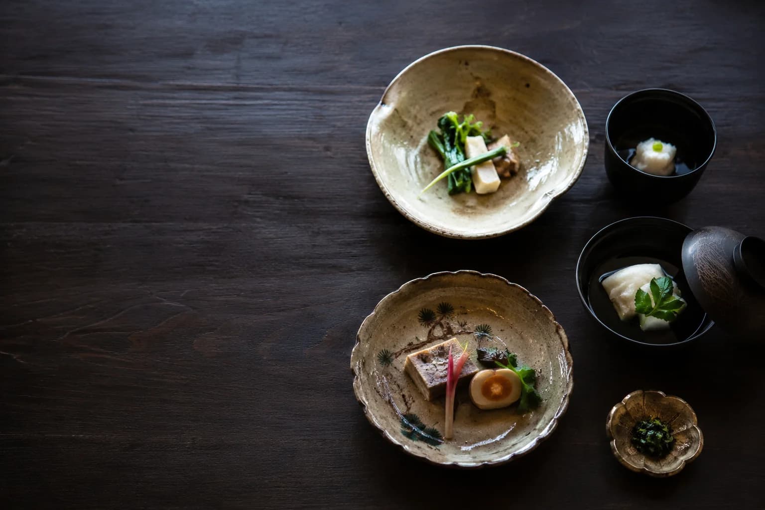 A few dishes, in season.